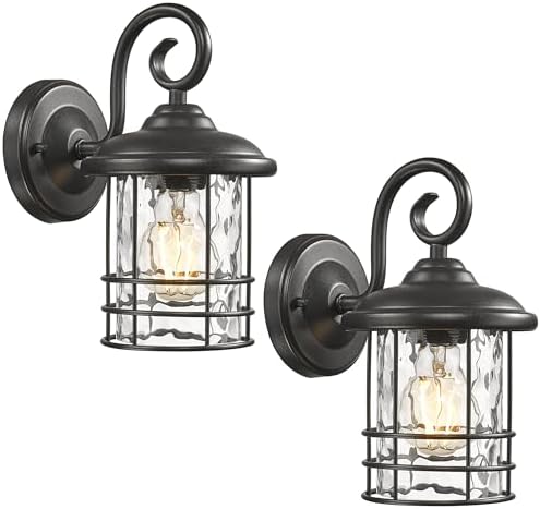 Emliviar 2 Pack Outdoor Wall Lighting Fixtures, 10" Exterior Carriage Li...