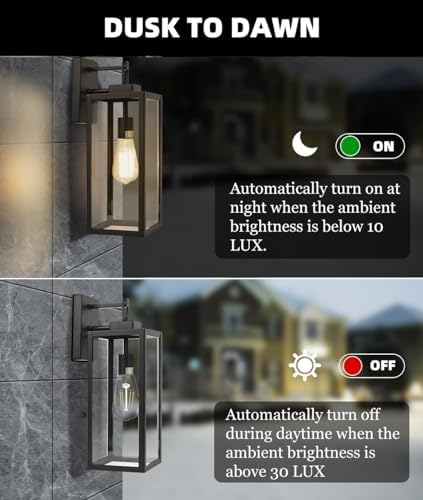 2 Pack Large Size Outdoor Wall Lights Dusk to Dawn, 18 Inch Wall Lantern Set ...