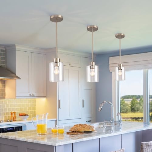 Brushed Nickel Pendant Lights,Modern Farmhouse Pendant Light,Light Fixture Ki...
