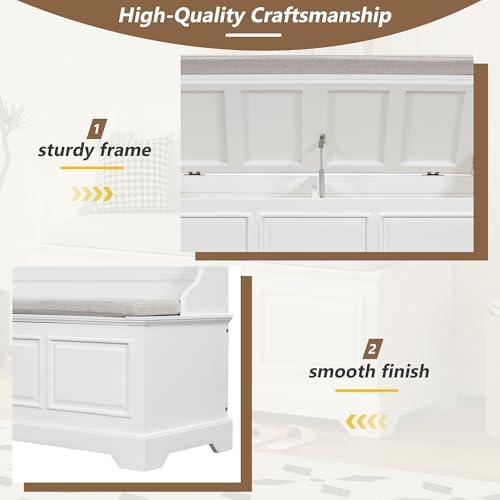 LUMISOL Shoe Storage Bench with Seating, 41.7” Farmhouse Entryway Bench with ...