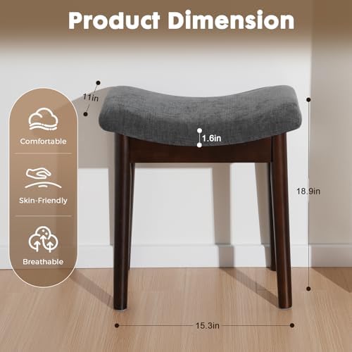 18" small vanity chair ottoman bench saddle cushion shown in use
