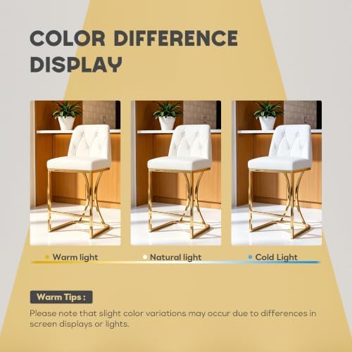 Ollega 24" White and Gold Counter Height Bar Stools Set of 2
