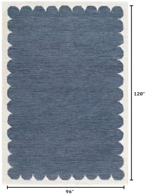 Hauteloom Kazuto Wool Living Room, Bedroom Area Rug - Scalloped Border Plain ...
