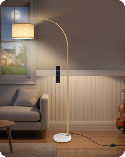 75" Arc Floor Lamp with Marble Base and Adjustable Height, Rotating Hang...