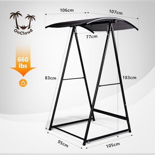 OnCloud Outdoor Hammock Chair Stand with Canopy, Heavy Duty Hammock Stand Onl...