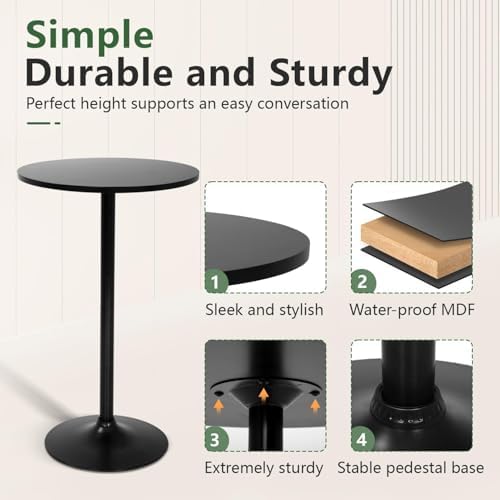 Round Bar Table 40" Height Modern High Top Pub Table with Solid Top &amp...