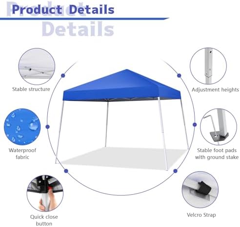 10x10ft slant leg pop up canopy tent, portable shown in use
