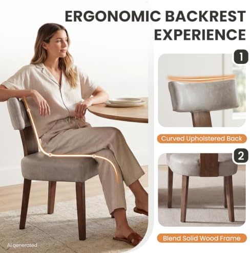 RIVOVA Mid Century Modern Dining Chairs Set of 4 PU Leather Upholstered Side ...