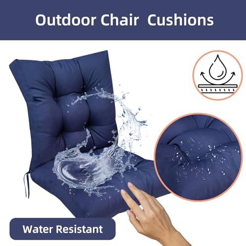 Outdoor Wicker Chair Cushions Set of 2 Waterproof Replacement High Back Seat ...