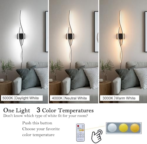 Daunton Modern Plug in Wall Sconces Set of Two, RC Dimmable LED Plug in Wall ...