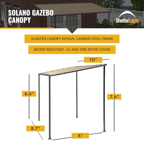 ShelterLogic 10' x 6' Solano Gazebo Slanted Canopy Charcoal Carbon St...