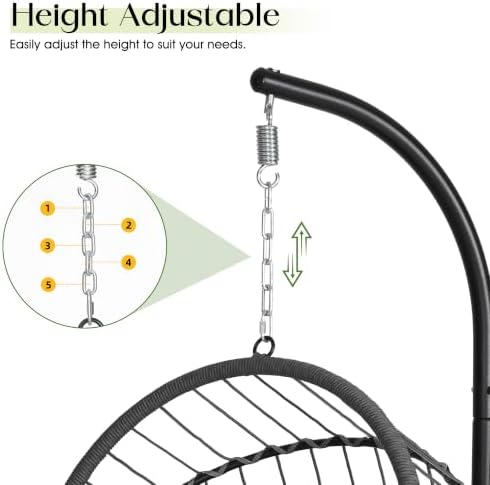 LEX CRAFT Hanging Egg Chair with Stand, Swinging Egg Chair Outdoor Indoor, Ha...