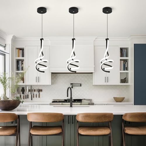 EIDISUNY 2 Pack Modern Pendant Light, Spiral LED Pendant Light Fixture, 4500K...