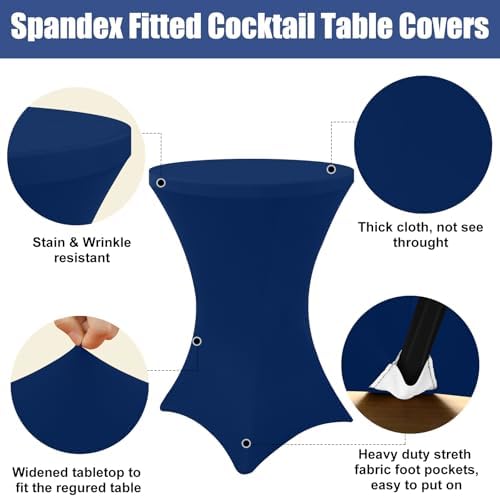 Moosfor Spandex Cocktail Table Covers 4 Pack, Elastic Fitted Stretch Table Cl...