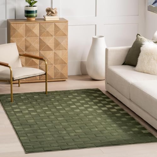 nuLOOM Alaiya Green Checkered Washable Area Rug, 4' x 6'