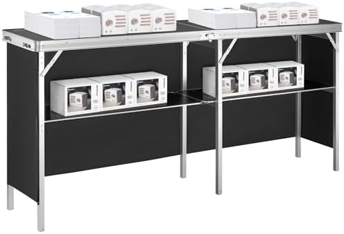 VEVOR Extra Long Folding Portable Bar Tradeshow Podium Table for Indoor, Outd...