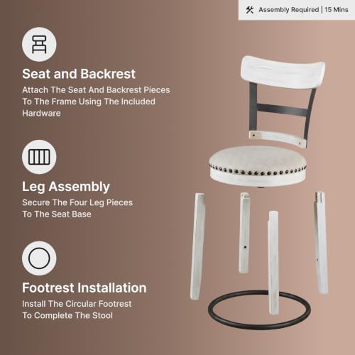Signature Design by Ashley Valebeck Swivel Counter Height Bar Stool, White