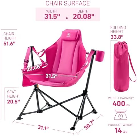 EVER ADVANCED Padded Oversized Hammock Camping Chair, Compact Heavy Duty Swin...