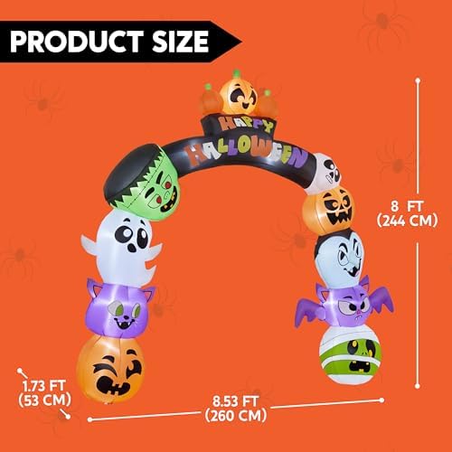 Joiedomi 8 FT Cute Halloween Inflatables Pumpkin Archway Outdoor Decoration, ...
