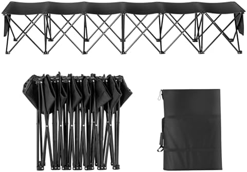 VEVOR Portable Folding Bench, 6 Seats Foldable Sideline Bench, Outdoor Campin...