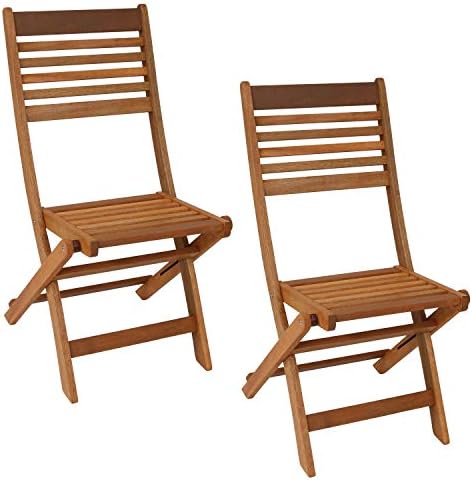 Sunnydaze Meranti Wood Outdoor Folding Patio Chairs - Set of 2