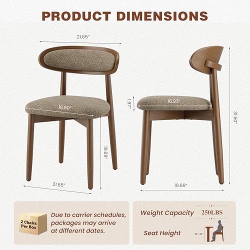 Dining Chairs Set of 4, Upholstered Dining Room Chairs with Solid Wood Legs