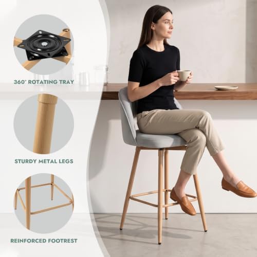 Swivel Bar Stools Set of 3, Counter Height Barstools for Kitchen Island, 26&q...