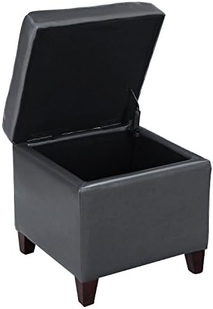 Adeco Bonded Leather Square Tufted Cubic Cube Storage Footstool, 18" Inc...