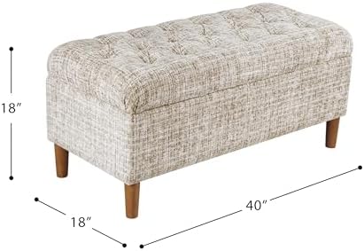 HomePop 40" Ainsley Button Tufted Storage Bench - Cream Textural Woven