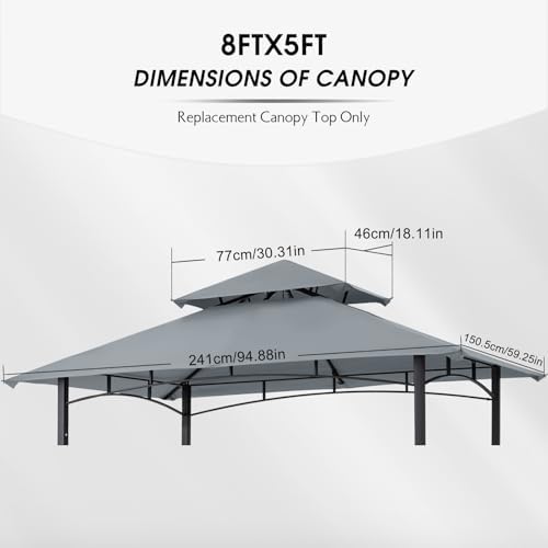 MASTERCANOPY Replacement Canopy top for Grill Gazebo L-GG001PST-F, Gray