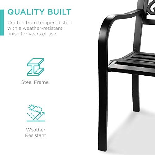 Best Choice Products Outdoor Bench Steel Garden Patio Porch Furniture for Law...