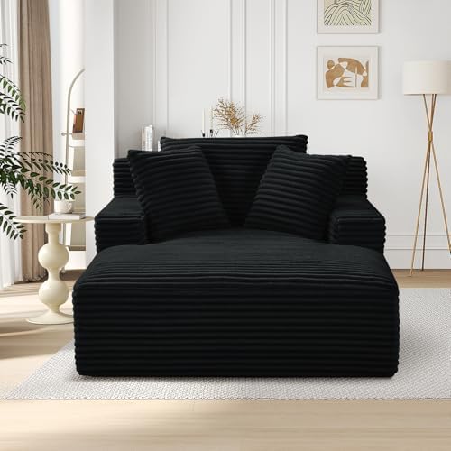 Oversized Chaise Lounge Chair Indoor,50" W Upholstered Corduroy Sofa wit...
