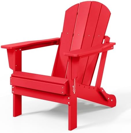 WestinTrends Malibu Outdoor Patio HDPE Folding Poly Adirondack Chair, Red