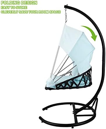 Foldable Hanging Chair Swing Hammock Egg Chair PE Rattan Wicker Seat w/Padded...