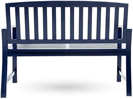 Christopher Knight Home Loja Outdoor Acacia Wood Bench, Pu Navy Blue