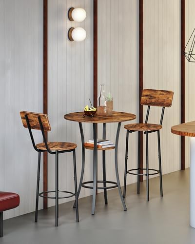 CHOEZON Round Bar Table, 2-Tier High Top & Counter Height Dining Table, f...