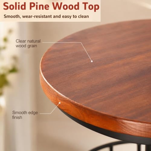 LOKKHAN 42" Tall Rustic Industrial Bar Table with Storage-19.68" Di...
