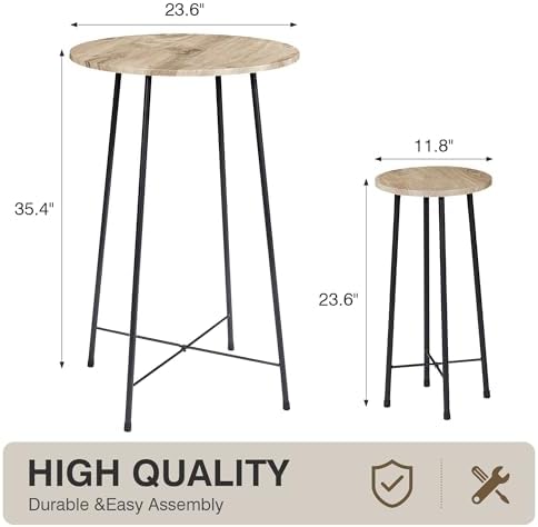 VECELO 3 Piece Pub Table and Chairs Sets Counter Height Bistro Bar Sets with ...