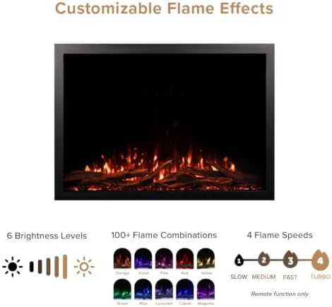 Modern Ember Arrie Smart Electric Fireplace Mantel Package | 33” Firebox Heat...