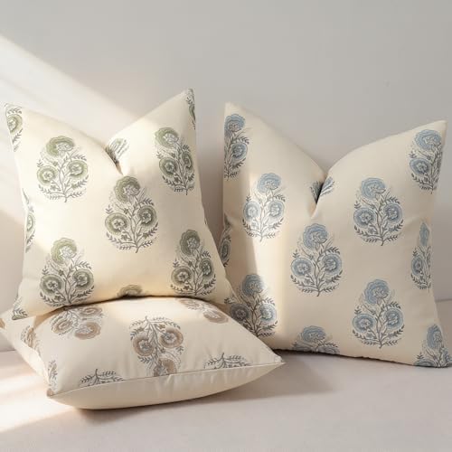 Vintage Floral Euro Sham Fall Pillow Covers 26x26 Set of 2 Patterned Accent D...