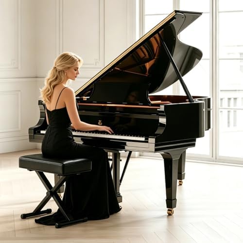 Keyboard Bench Adjustable Piano Stool - Extra Comfortable Piano Bench with Hi...