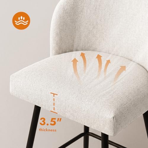 Counter Height Bar Stools Set of 3, 360° Swivel Upholstered Barstools with Ba...