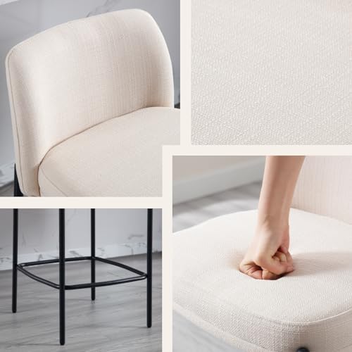 Modern 26" Bar Stools Set of 3, Counter Stools with Low Back