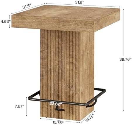 Tribesigns Square Bar Table, Kitchen Dining Table, Industrial Counter Height ...