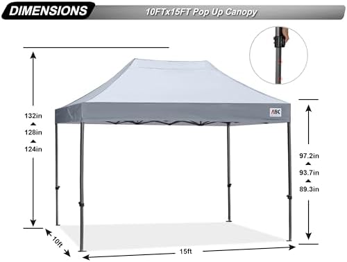 ABCCANOPY Patio Pop Up Canopy Tent 10x15 Commercial-Series (Gray)