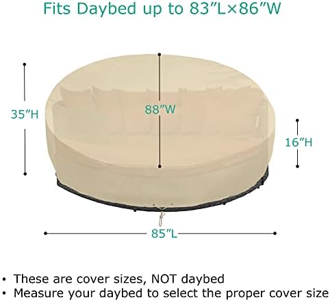 sunpatio outdoor daybed cover waterproof, 85"l × 88"w shown in use