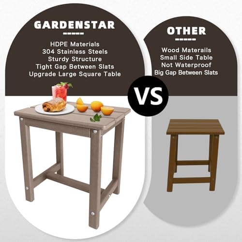 GARDENSTAR Adirondack Square Side Table,one-Tier Outdoor end Table, Patio Sid...