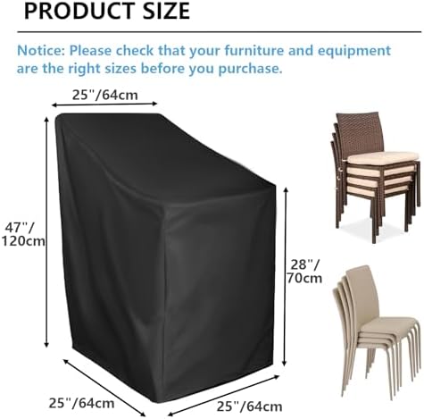 Outdoor Chair Covers, 4 Pack Waterproof Patio Stackable Chair Cover Outdoor P...