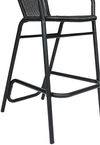 Flash Furniture PE Rattan Indoor/Outdoor Restaurant Barstool, Black, 2-Pack