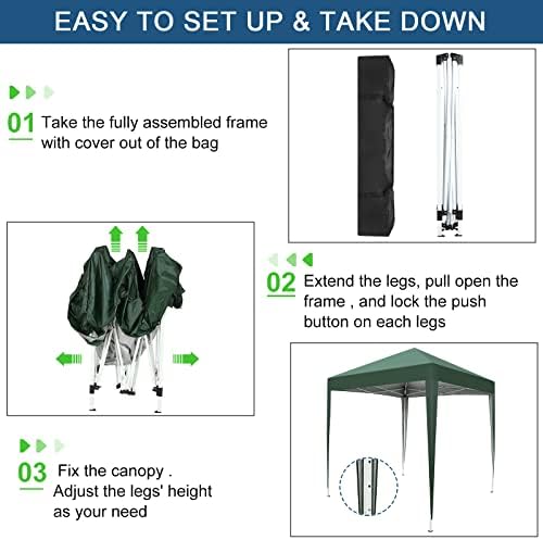 Outvita 6.5x6.5ft Pop Up Canopy Tent with 4 Side Walls and Carry Bag Green